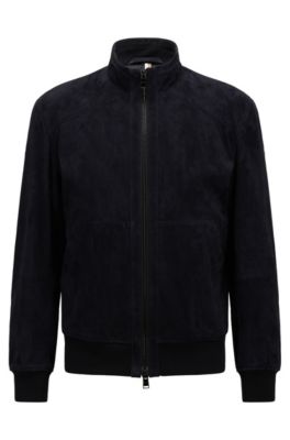 BOSS - Suede bomber jacket in a slim fit