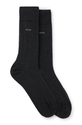 Hugo Boss Two-pack Of Socks In An Egyptian-cotton Blend In Dark Grey