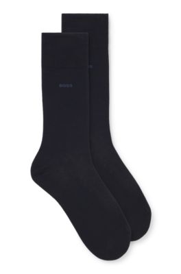 Hugo Boss Two-pack Of Socks In An Egyptian-cotton Blend In Dark Blue