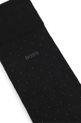 Chaussettes de longueur r&eacute;guli&egrave;re en coton merceris&eacute; m&eacute;lang&eacute;, Noir