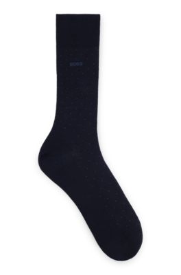 Hugo Boss Regular-length Socks In A Mercerized-cotton Blend In Dark Blue