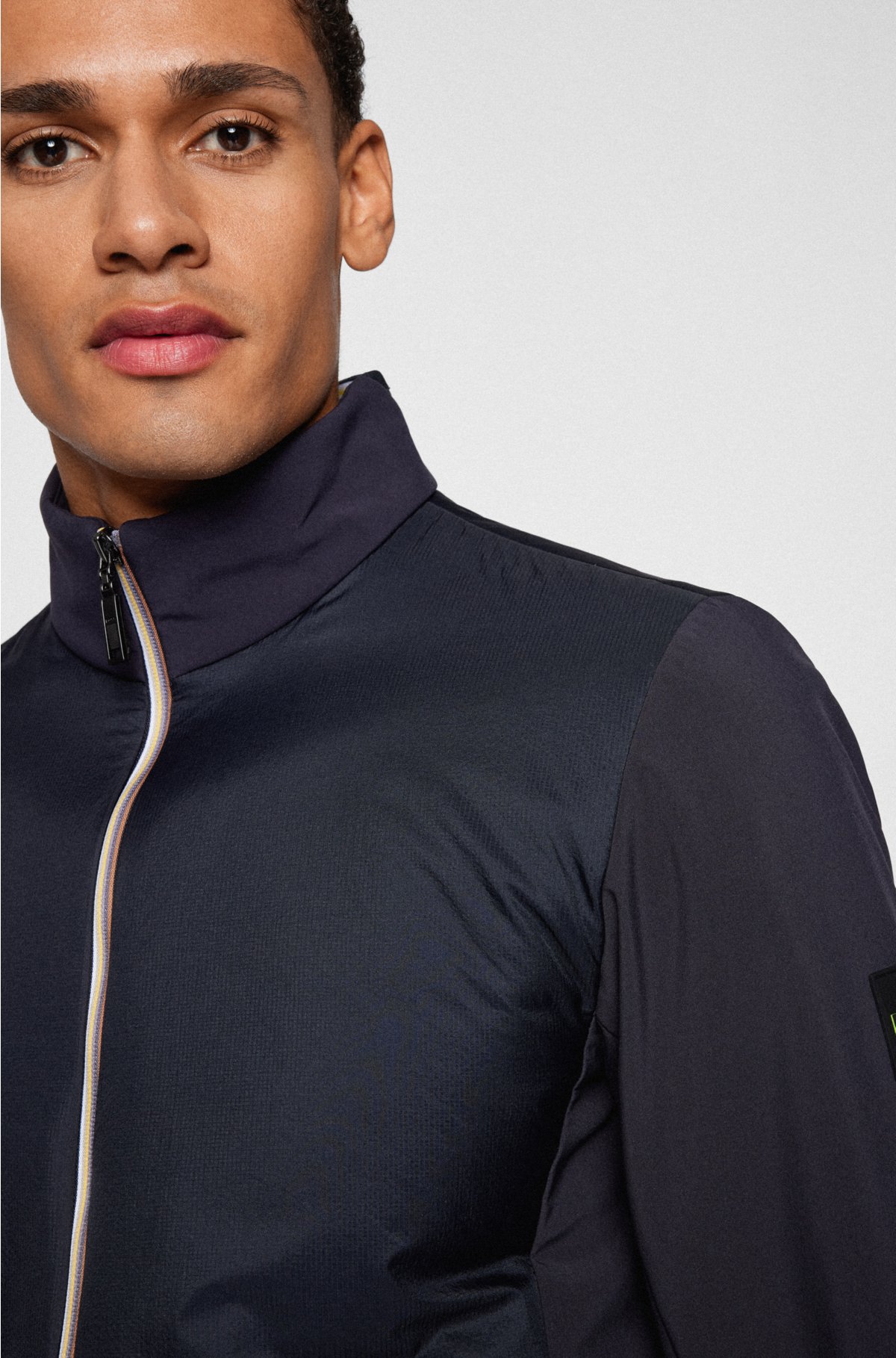 BOSS - Water-repellent reversible jacket in brushed fabric