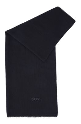 wool jacquard scarf - in Logo-embroidered BOSS