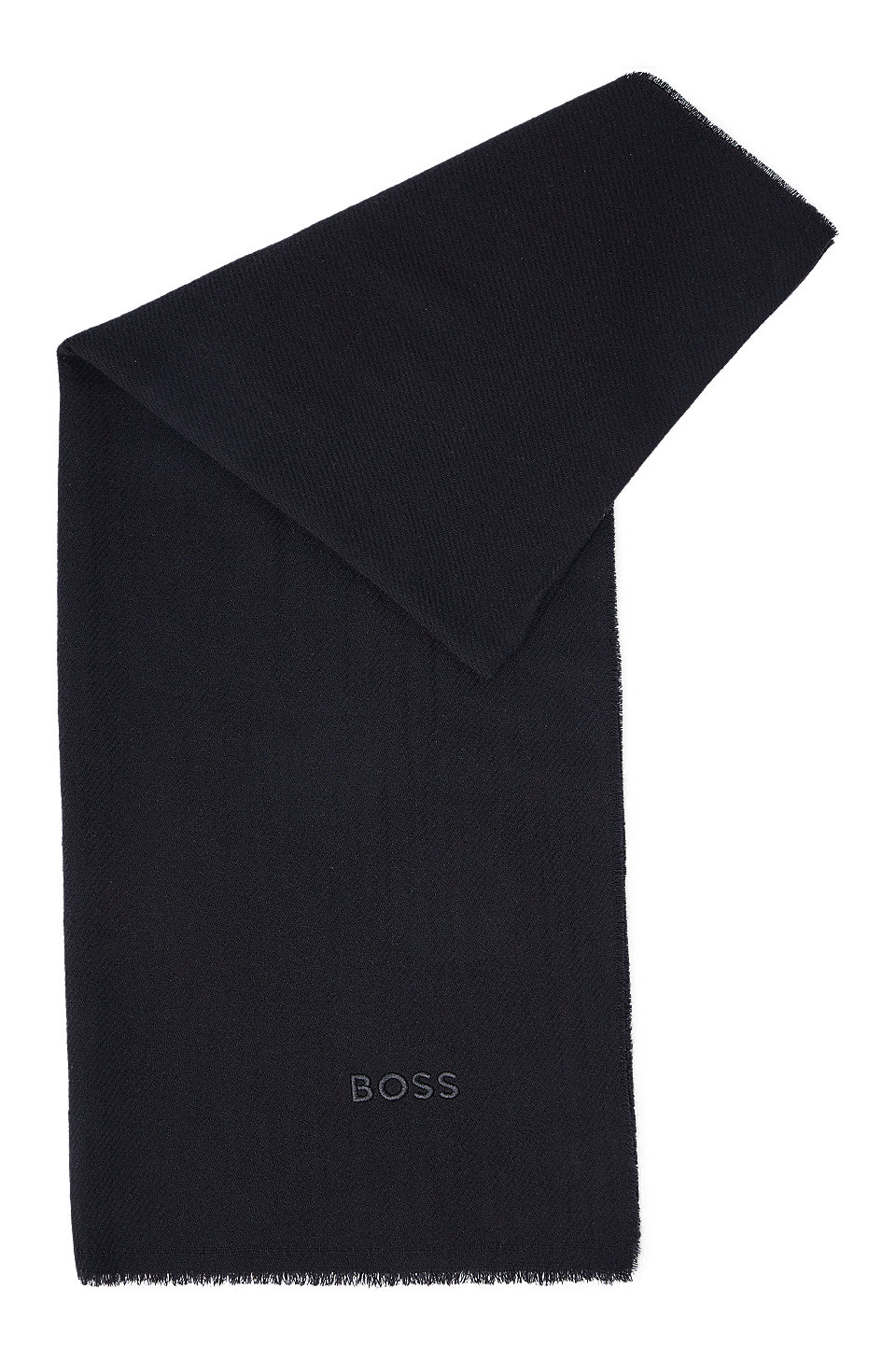 BOSS - Logo-embroidered scarf in wool jacquard