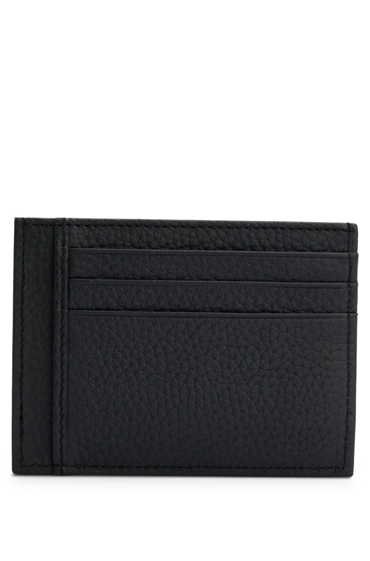 BOSS - Italian-leather card holder with silver-effect logo
