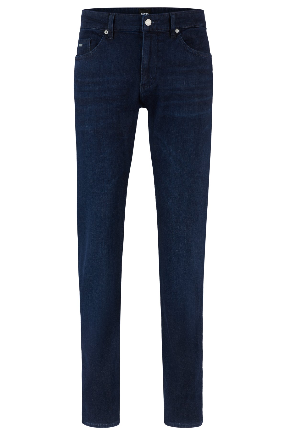 Slim-fit jeans in blue Italian super-soft denim, Dark Blue