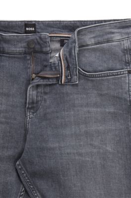 Slim-fit jeans in gray Italian cashmere-touch denim, Grey