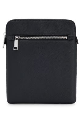 BOSS - Envelope bag in Italian leather with embossed logo