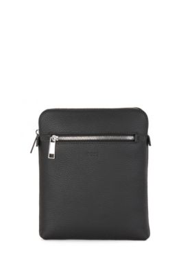 BOSS - Envelope bag in Italian leather with embossed logo