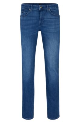 Italian BOSS jeans in cashmere-touch - Slim-fit blue denim
