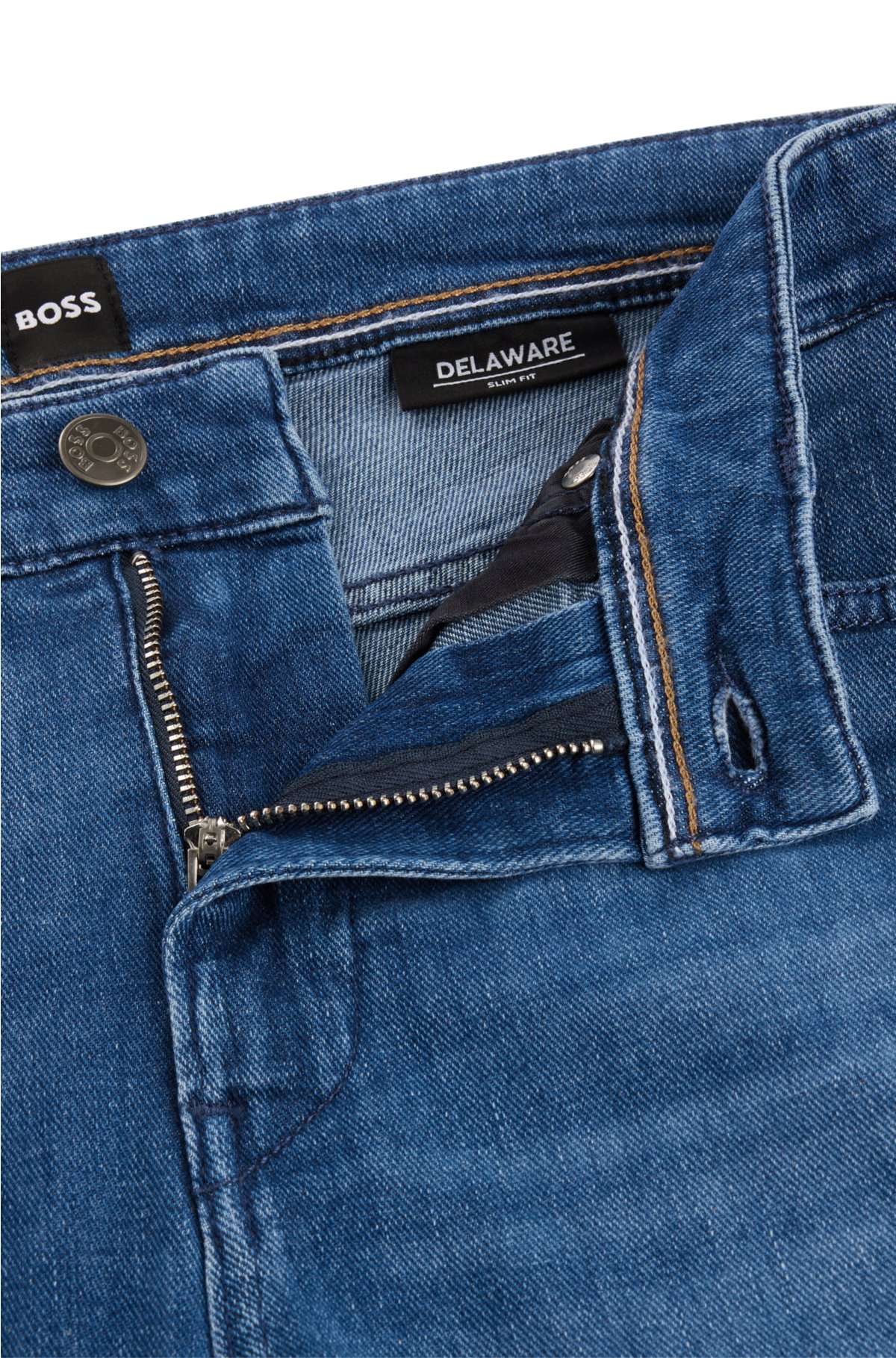 i det mindste Måler apparat BOSS - Slim-fit jeans in blue Italian cashmere-touch denim