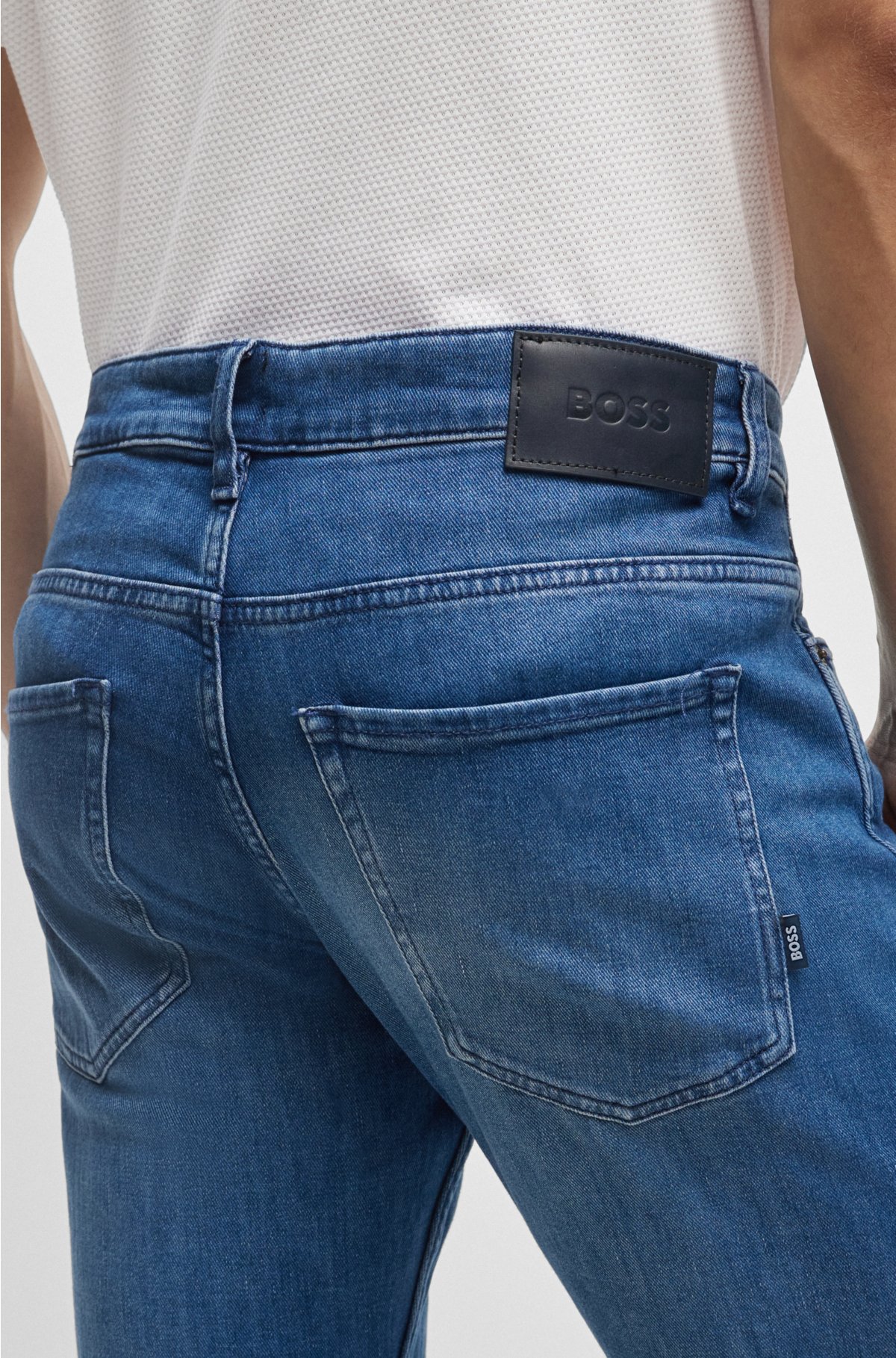 i det mindste Måler apparat BOSS - Slim-fit jeans in blue Italian cashmere-touch denim