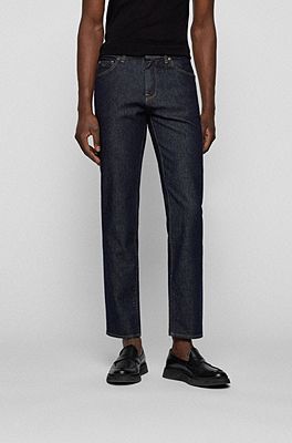 BOSS - Regular-fit jeans in micro-structured denim