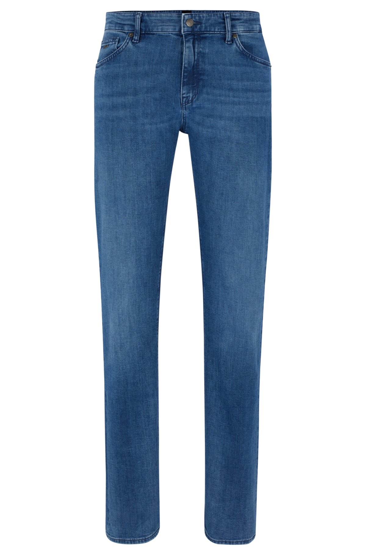 Regular-fit jeans in blue Italian cashmere-touch denim, Blue