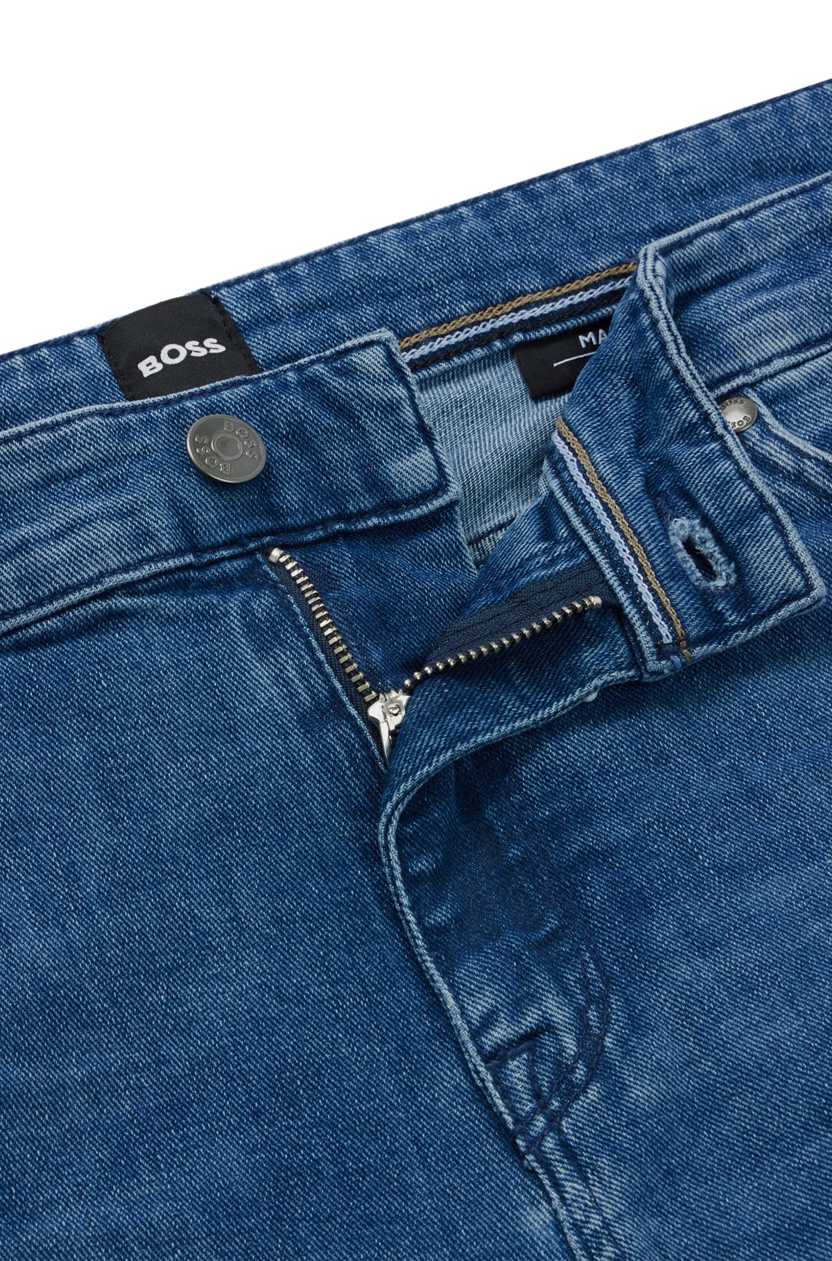 Naturaleza traqueteo Centelleo BOSS - Regular-fit jeans in blue Italian cashmere-touch denim