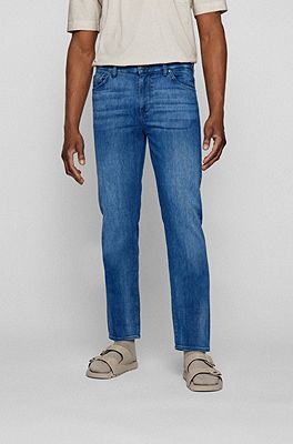 BOSS - Regular-fit jeans in micro-structured denim