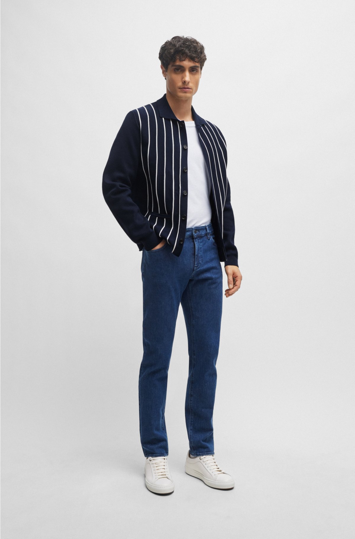 Regular-fit jeans in blue comfort-stretch denim