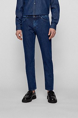 BOSS - Regular-fit jeans in marbled-indigo comfort-stretch denim