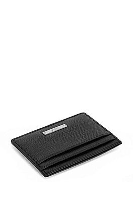 BOSS - Embossed-leather long wallet with logo plate