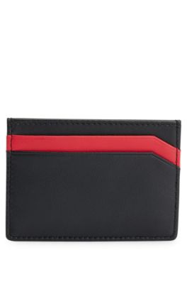 Leather card holder with logo, Black