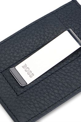 BOSS - Money-clip card holder in Italian monogrammed fabric