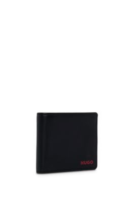 Leather wallet with micro grain, Black