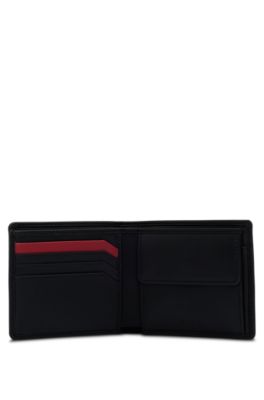 Leather wallet with micro grain, Black