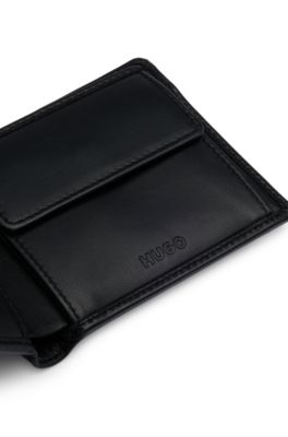 Leather wallet with micro grain, Black