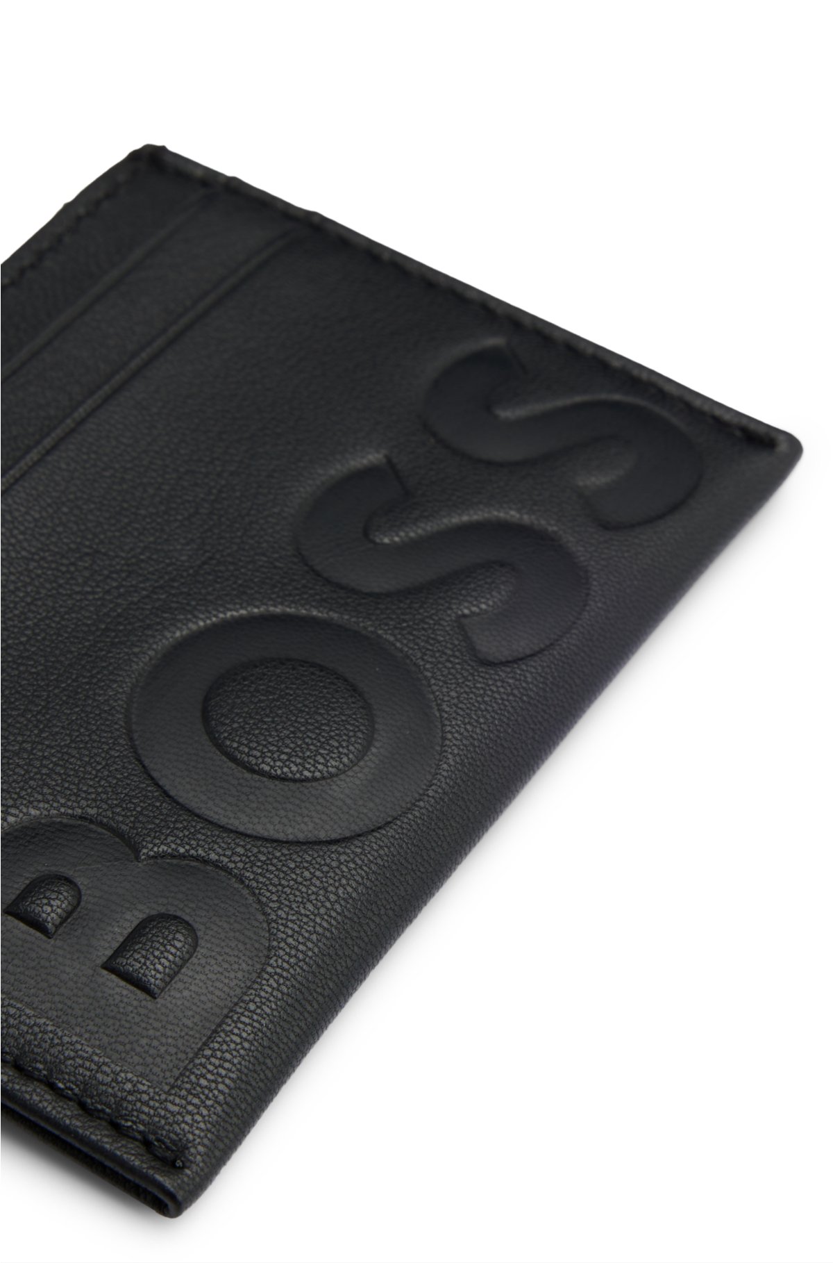 BOSS - Grained-leather card holder with embossed logo