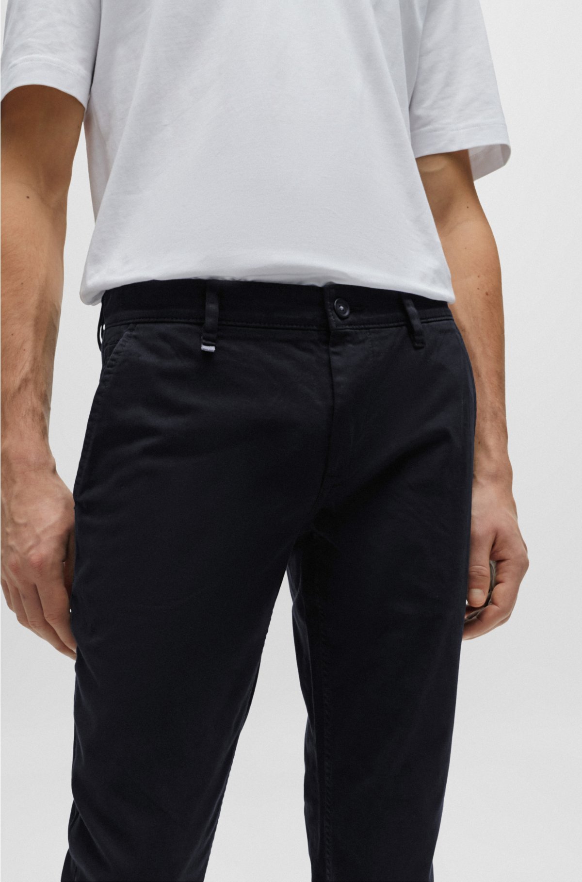 Organic Cotton Slim Fit Pants in Black