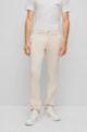 Slim-fit trousers in stretch-cotton satin, White