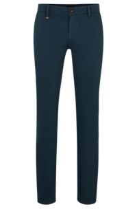 Slim-fit trousers in stretch-cotton satin, Light Green