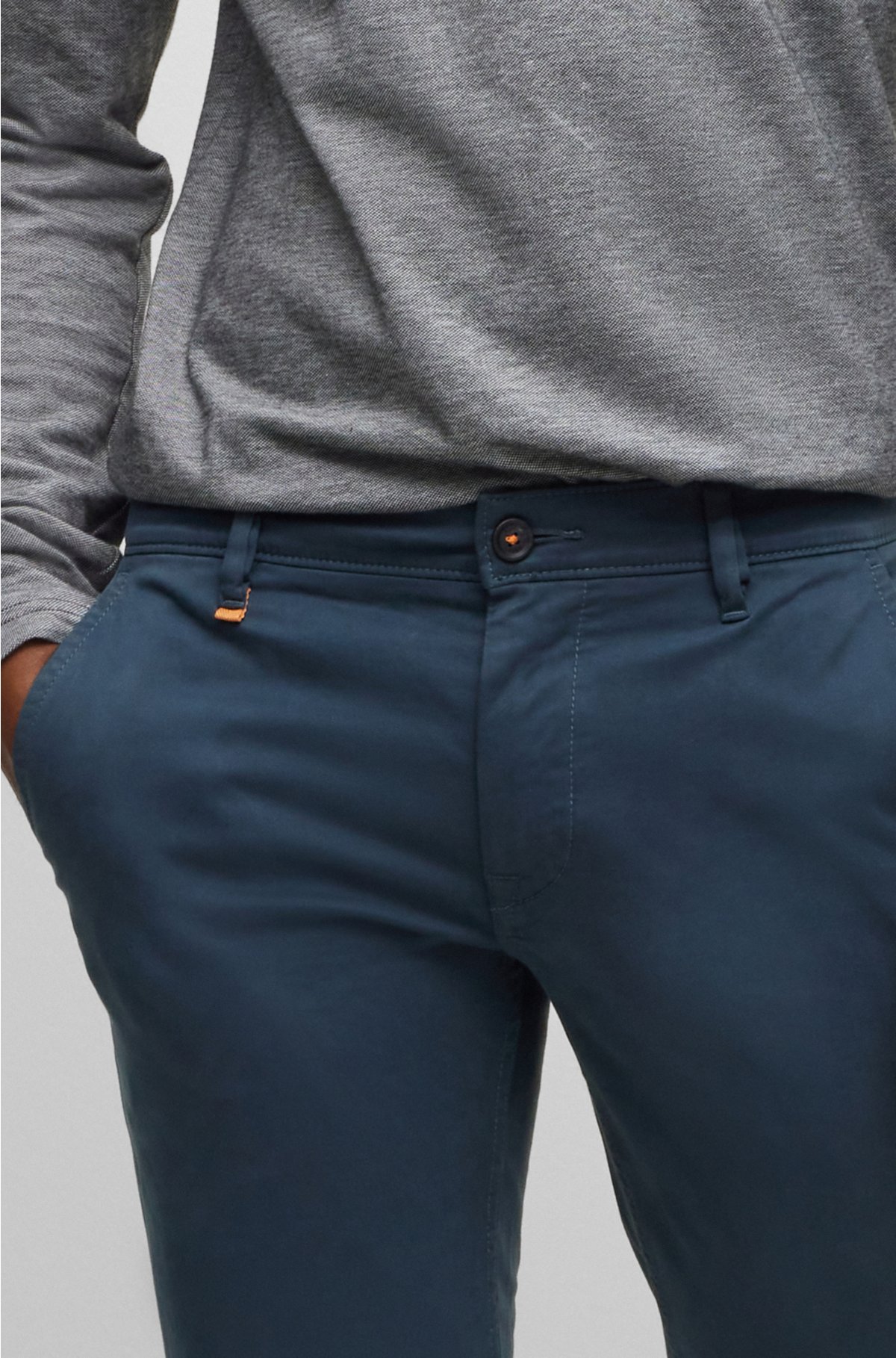 TROUSERS WITH SATIN WAISTBAND - Anthracite grey