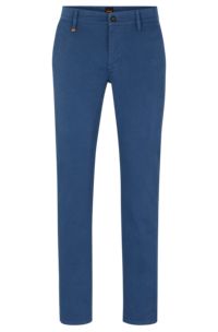 Pantalon Slim Fit en coton stretch satiné, bleu clair