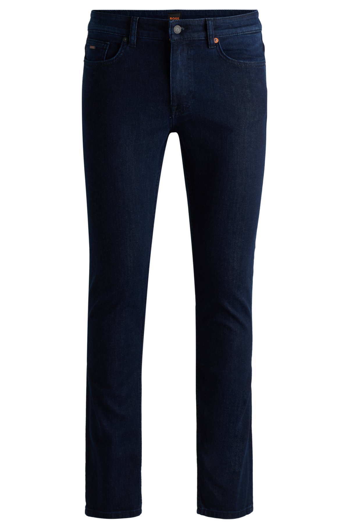 BOSS - Tapered-fit jeans in blue comfort-stretch denim