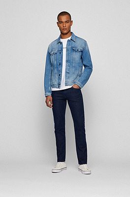 BOSS - Slim-fit jeans in stonewashed gray Italian stretch denim