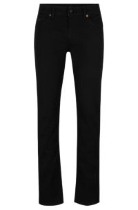 BOSS - Relaxed-fit jeans in black rigid denim