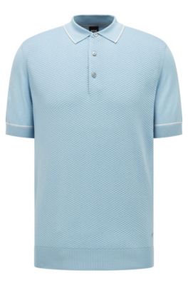 BOSS - Silk-cotton polo shirt with structured front panel