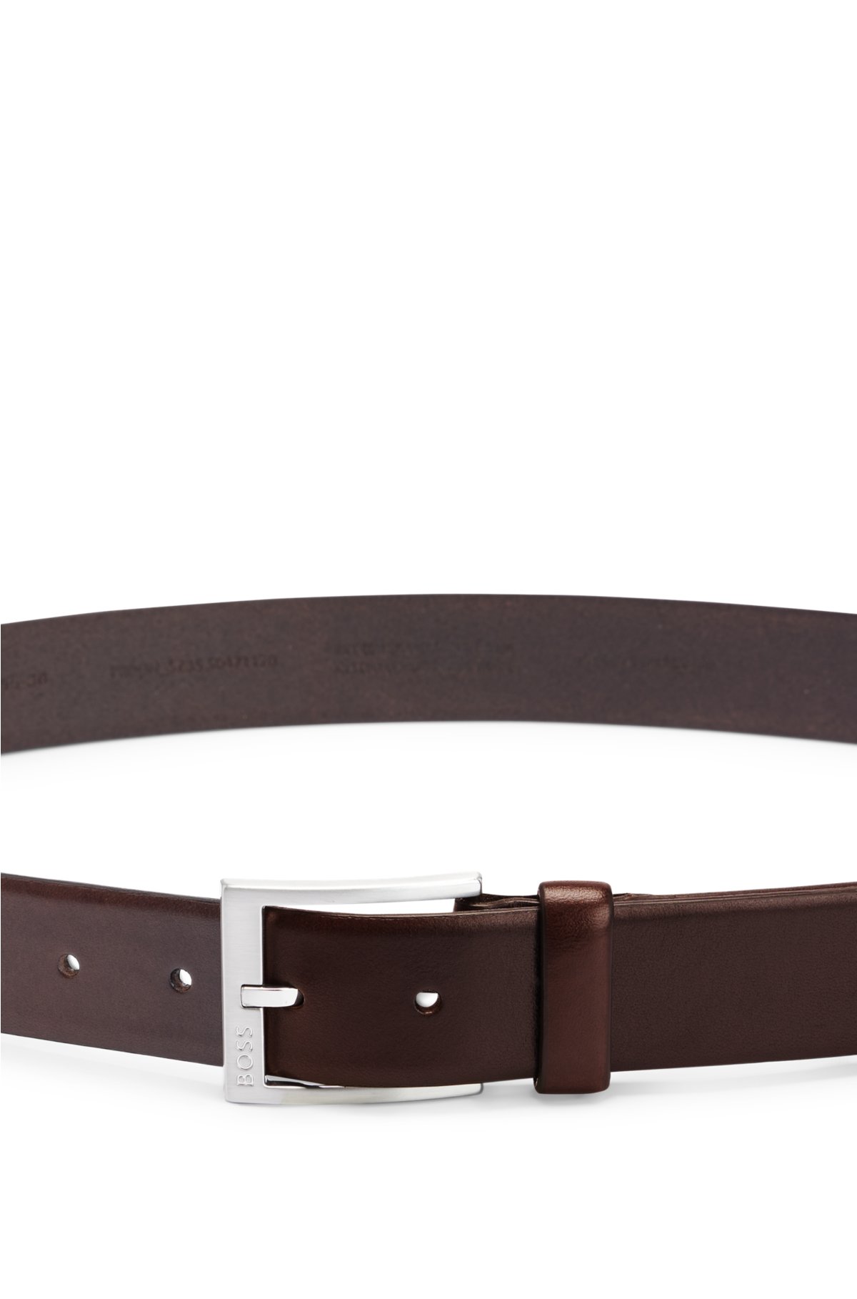 Boss Men's Leather Belt with Brushed Effect Buckle