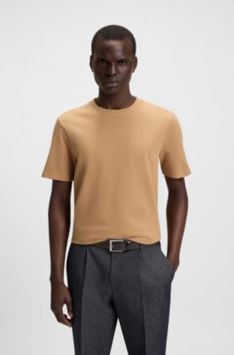 Squared-buckle belt in Italian leather, Dark Brown