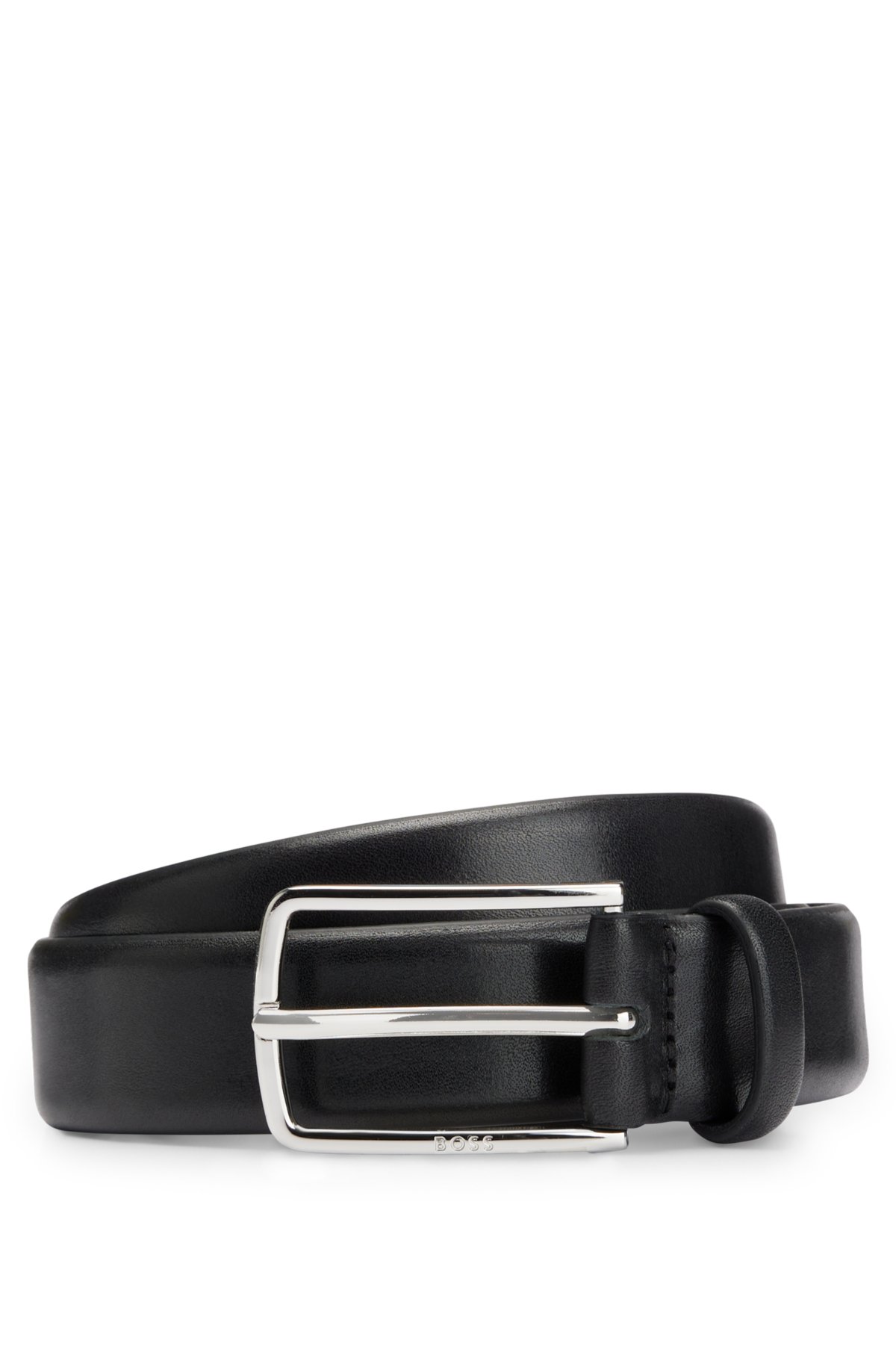 BOSS - Pin-buckle belt in vegetable-tanned leather