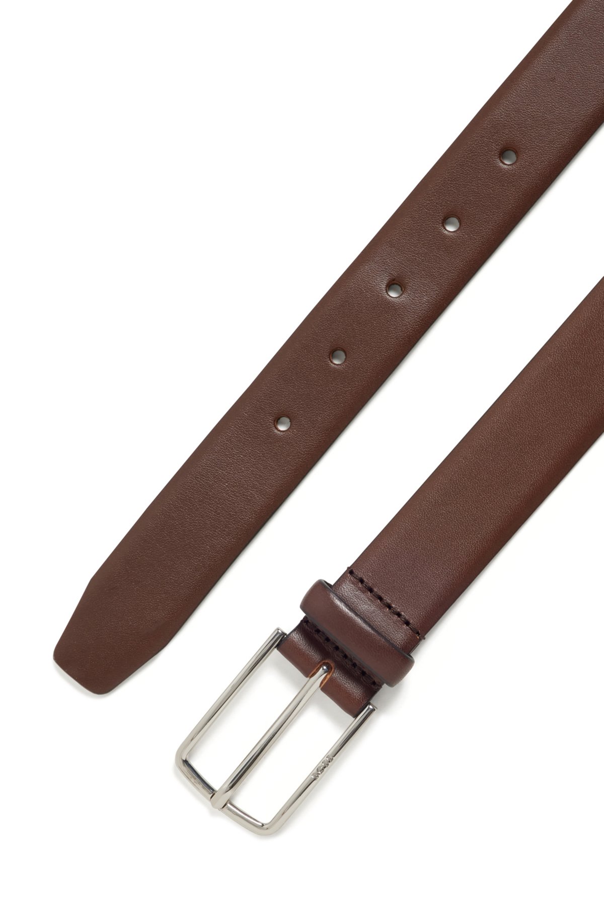 BOSS - Pin-buckle belt in vegetable-tanned leather