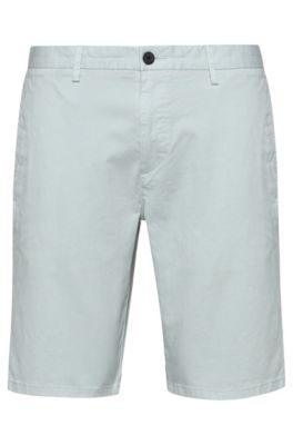 Hugo Slim-fit Chino Shorts In Stretch-cotton Gabardine In Light Green