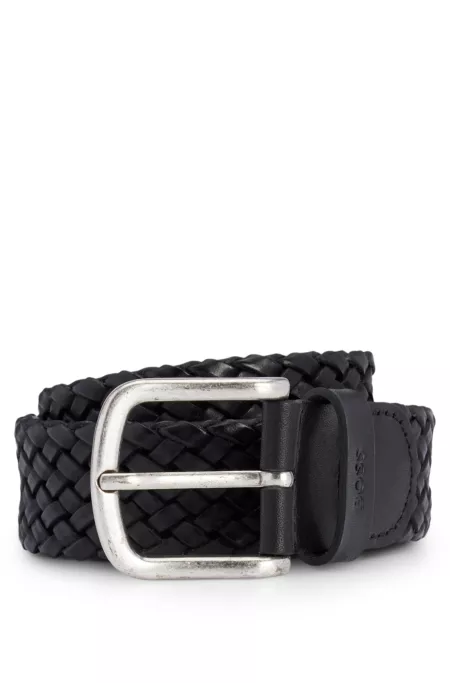 Woven leather belt