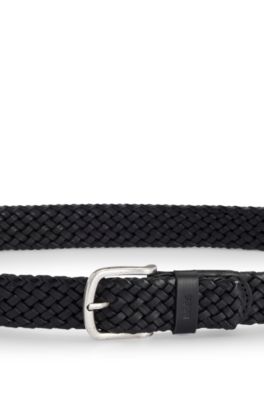 Ceinture en cuir tress&eacute;e, Noir