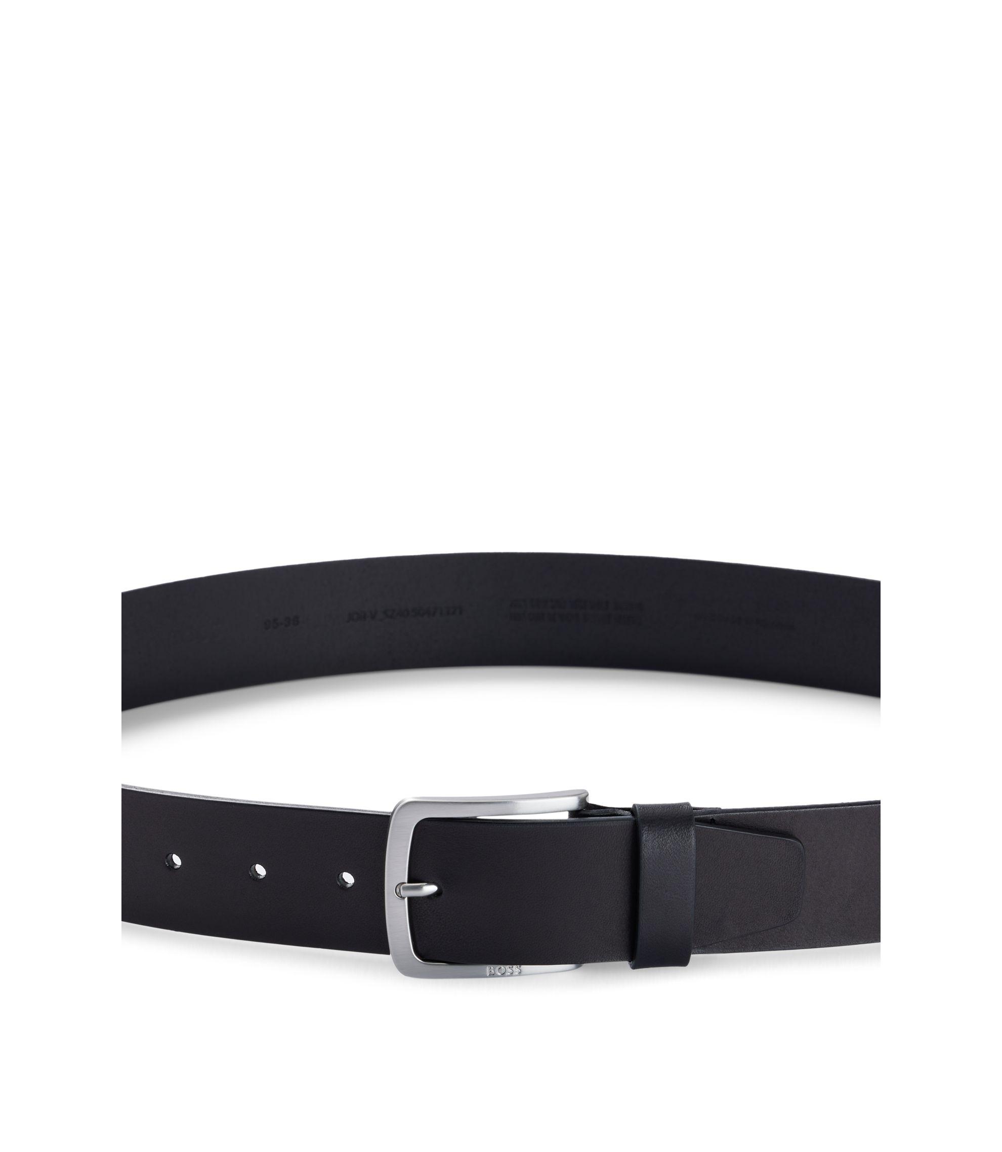 BOSS - Italian-leather belt with logo-engraved buckle - Black