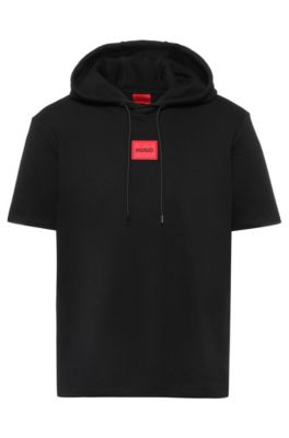 Hugo boss hoodie black best sale and red