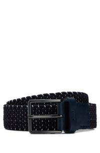 BOSS - Woven belt with leather trims and contrasting color detail