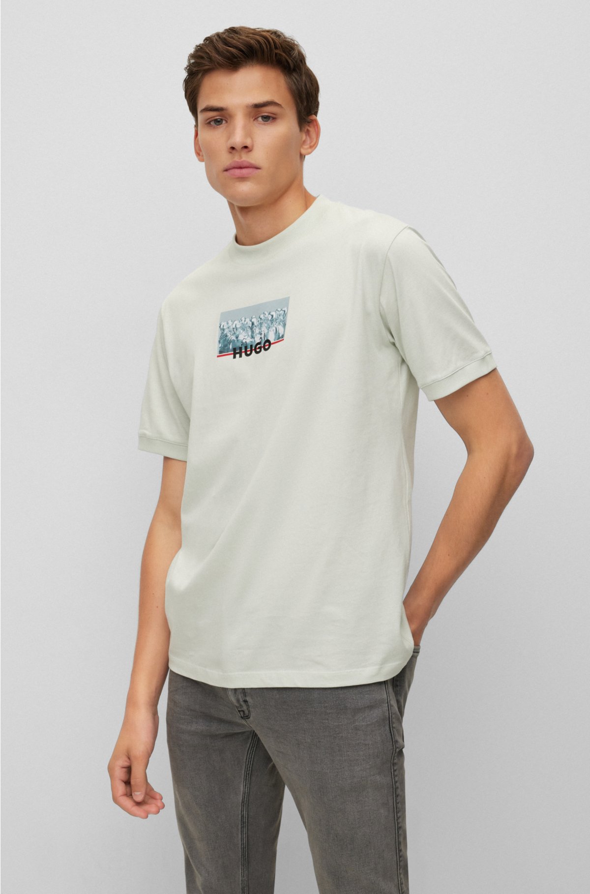 Men - White Long Fit T-Shirt - Size: XL - H&M