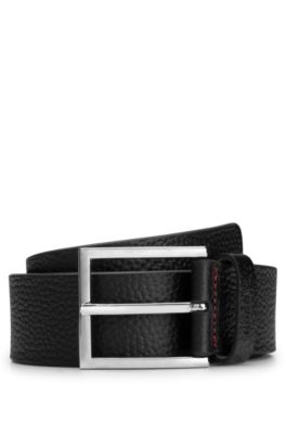 HUGO GRAINED-LEATHER BELT WITH LOGO-STAMPED KEEPER